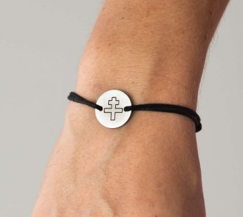 Bracelet croix de Lorraine acier mixte