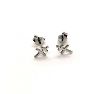 Boucles d’oreilles croix de Lorraine argent 925/000